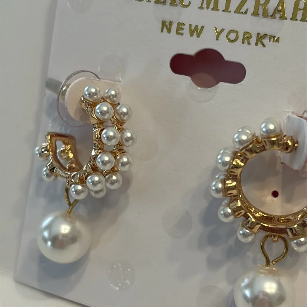 Isaac Mizrahi Pearl Hoop Earrings